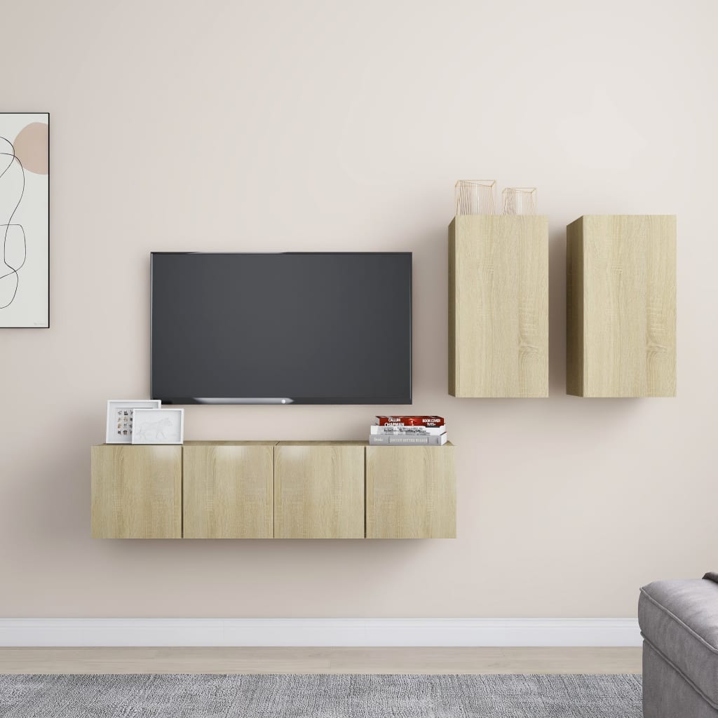 Ensemble de meubles TV 4 pièces en bois