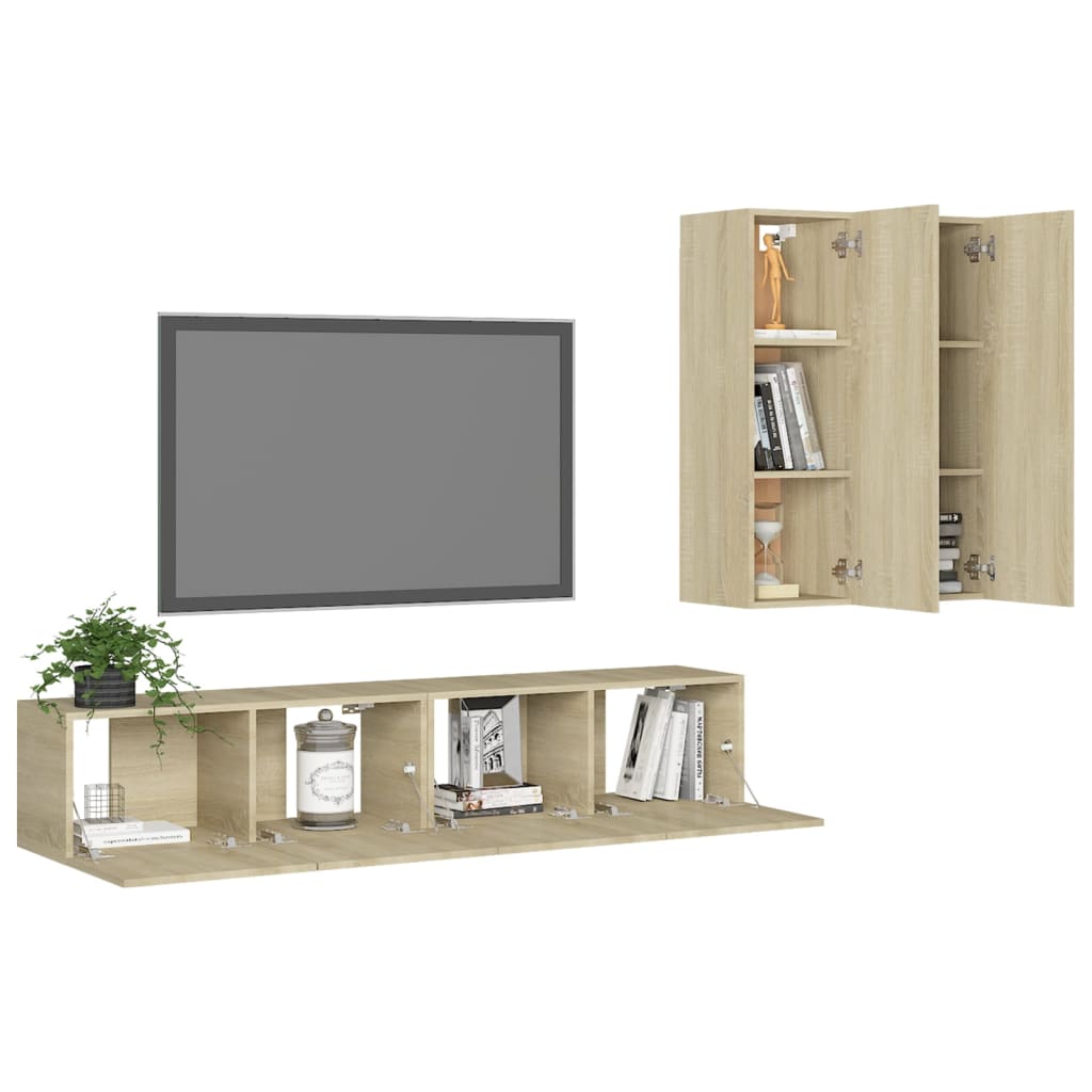 Ensemble de meubles TV 4 pièces en bois