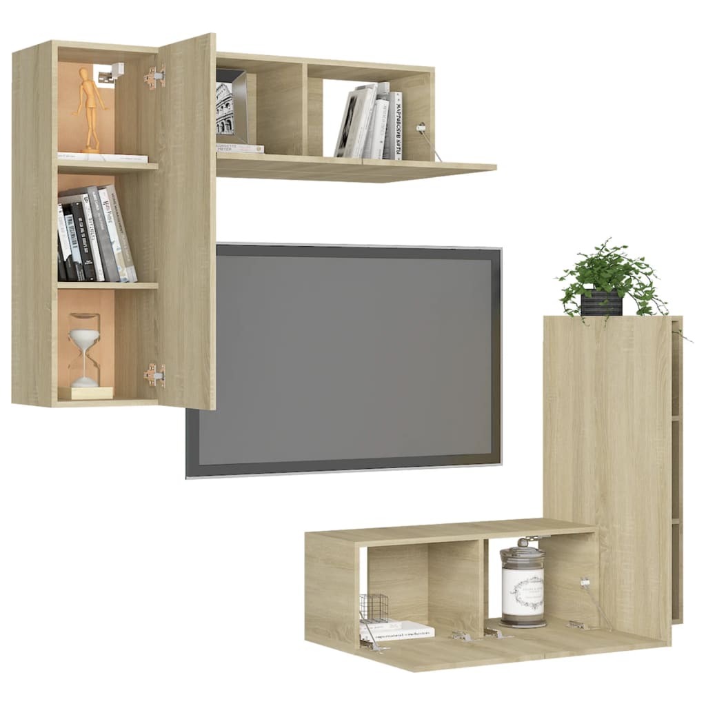 Ensemble de meubles TV 4 pièces en bois