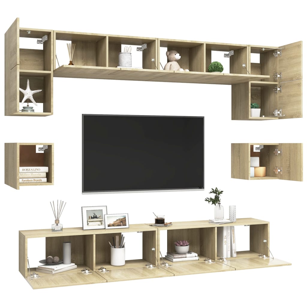 Ensemble de meubles TV 8 pièces en bois