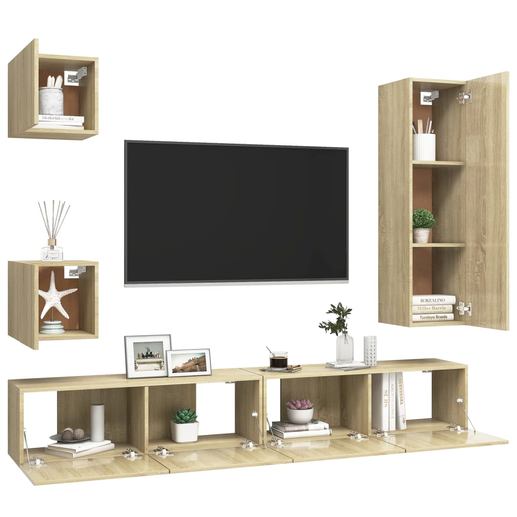 Ensemble de meubles TV 5 pièces en bois