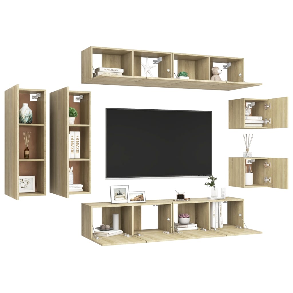 Ensemble de meubles TV 8 pièces en bois