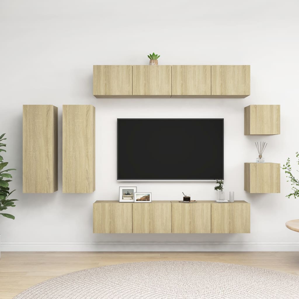 Ensemble de meubles TV 8 pièces en bois