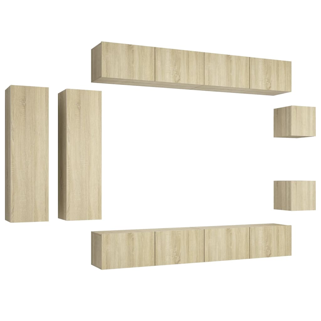 Ensemble de meubles TV 8 pièces en bois