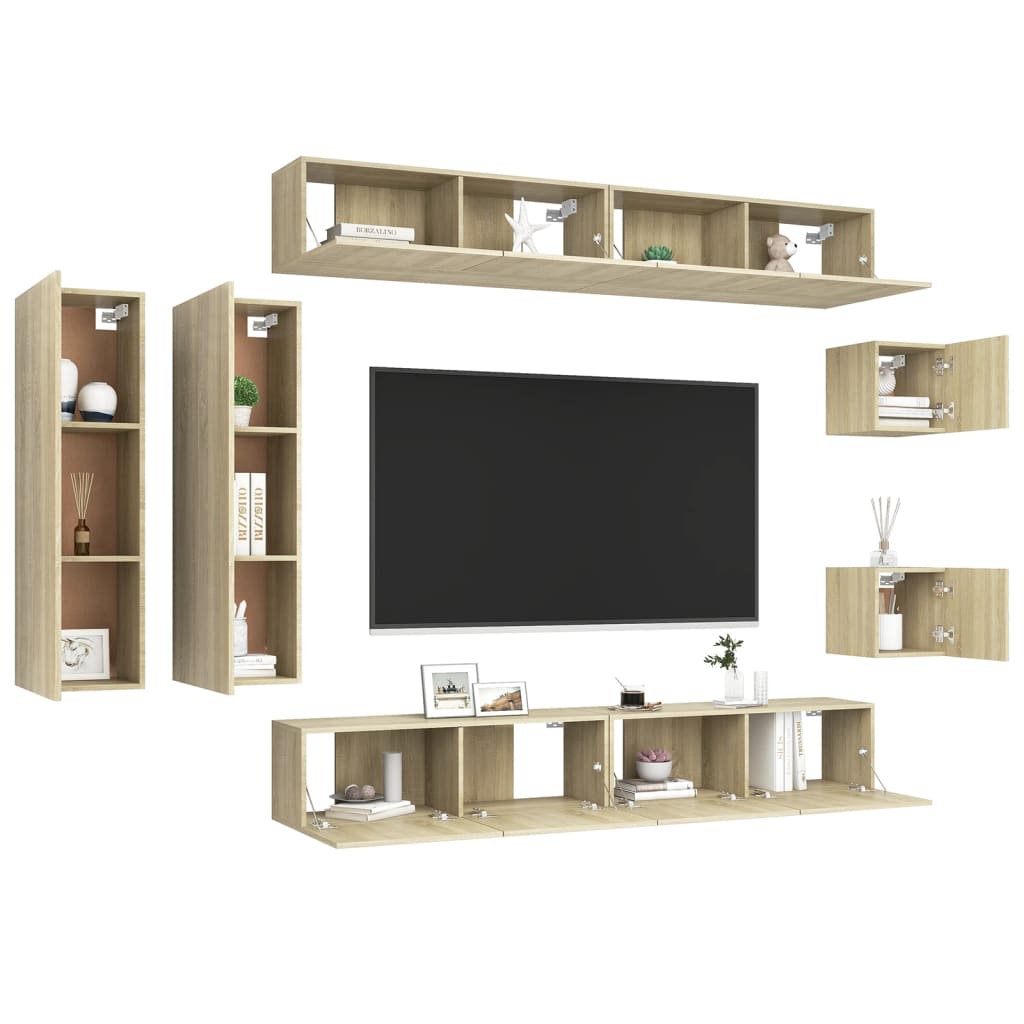 Ensemble de meubles TV 8 pièces en bois