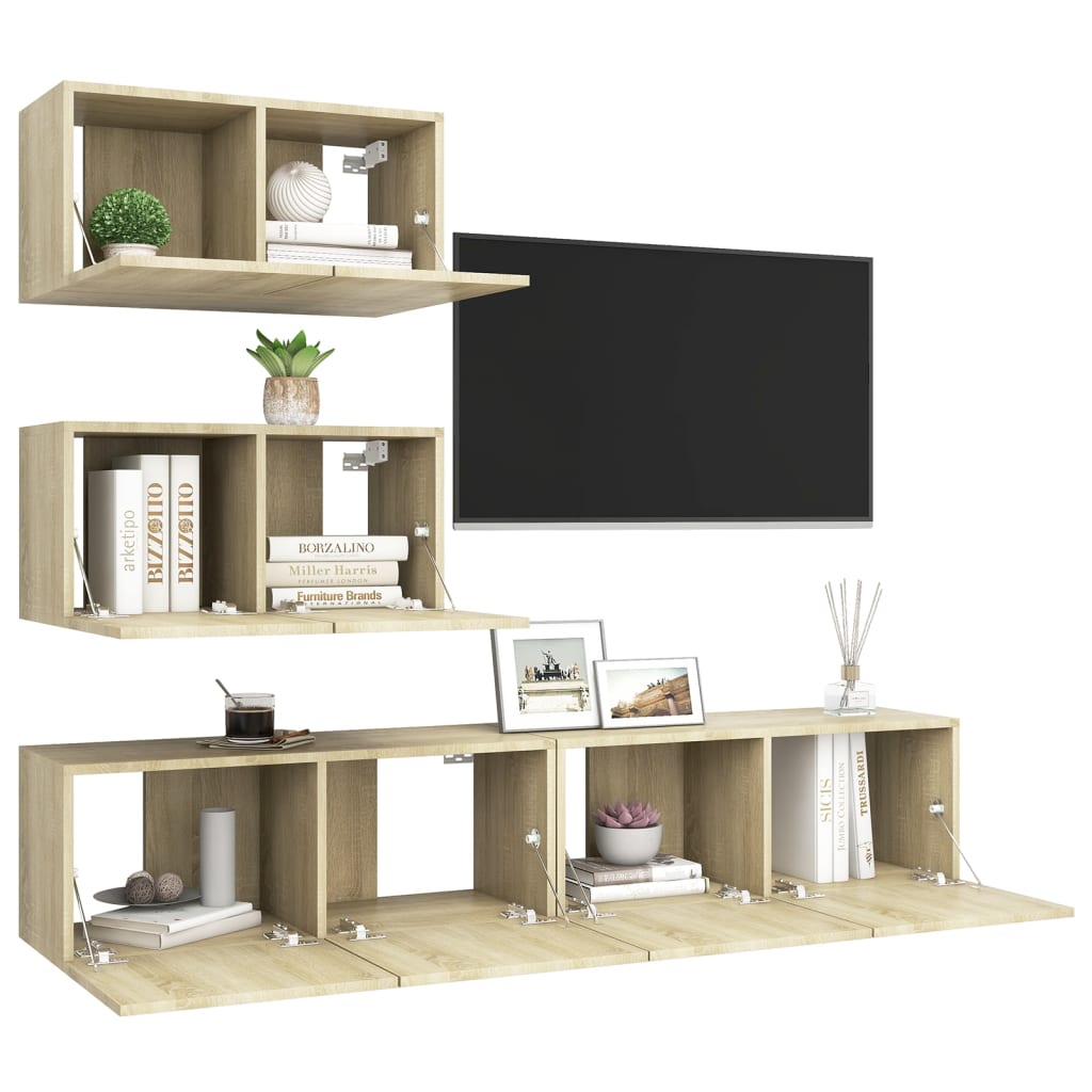 Ensemble de meubles TV 4 pièces en bois