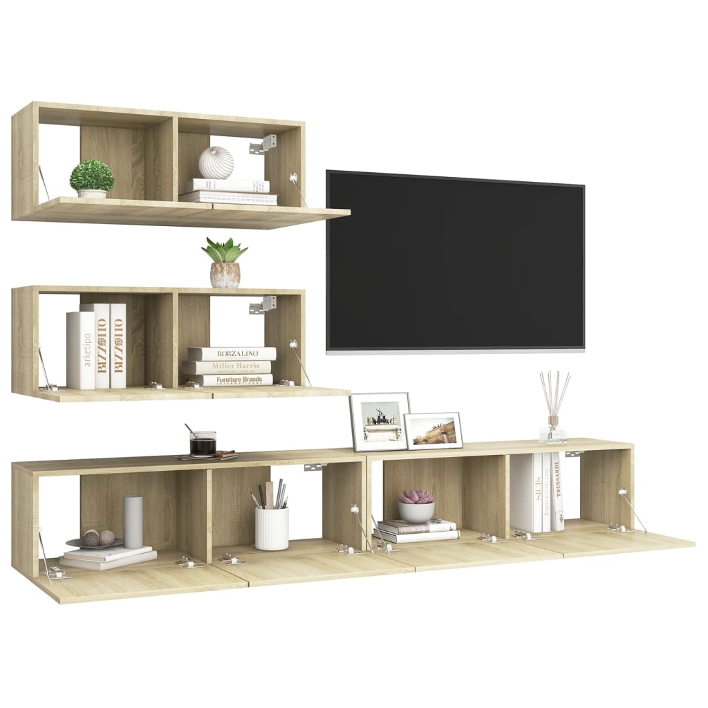 Ensemble de meubles TV 4 pièces en bois