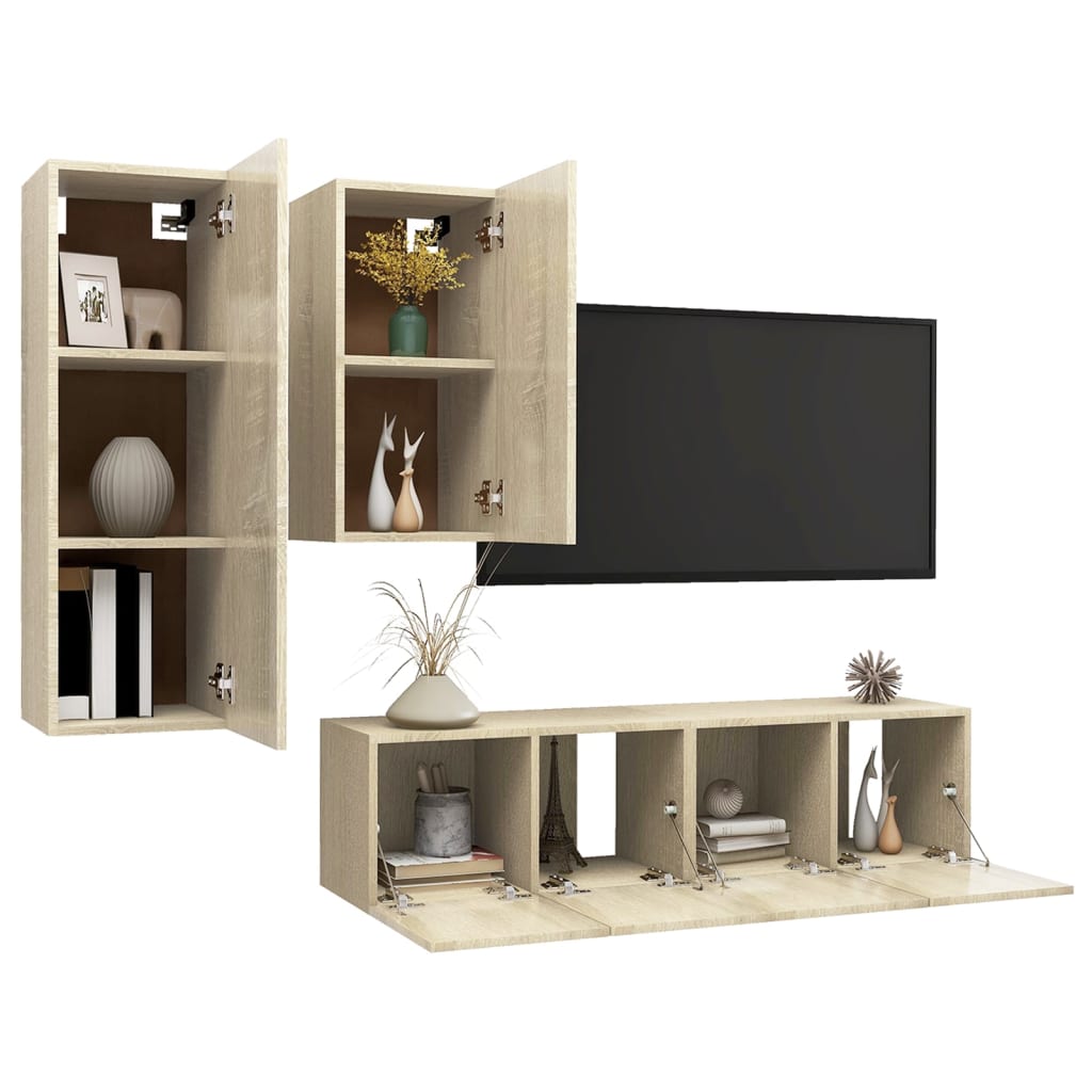 Ensemble de meubles TV 4 pièces en bois