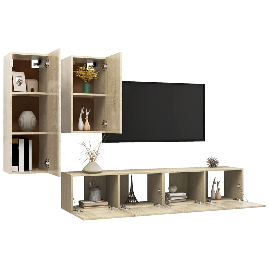 Ensemble de meubles TV 4 pièces en bois