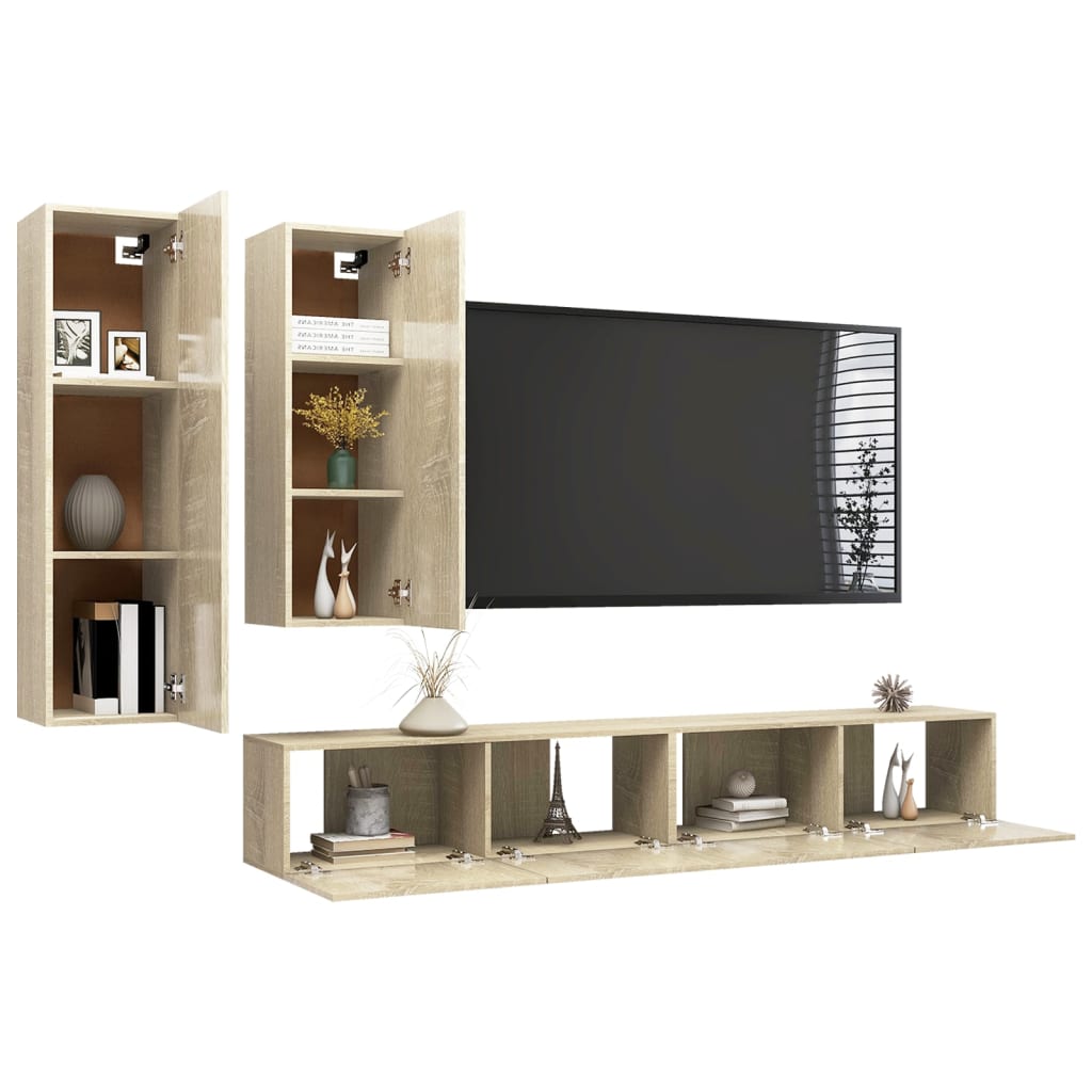 Ensemble de meubles TV 4 pièces en bois