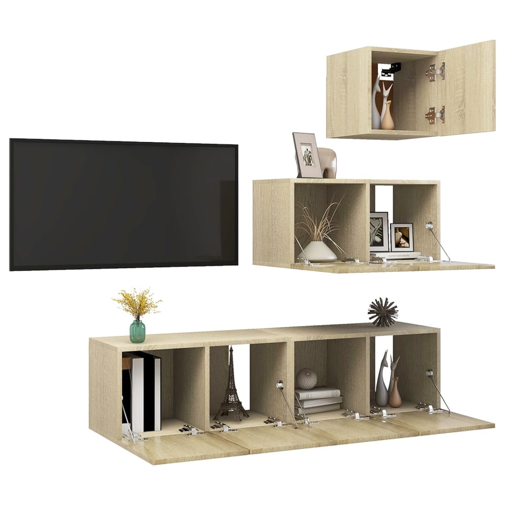 Ensemble de meubles TV 4 pièces en bois