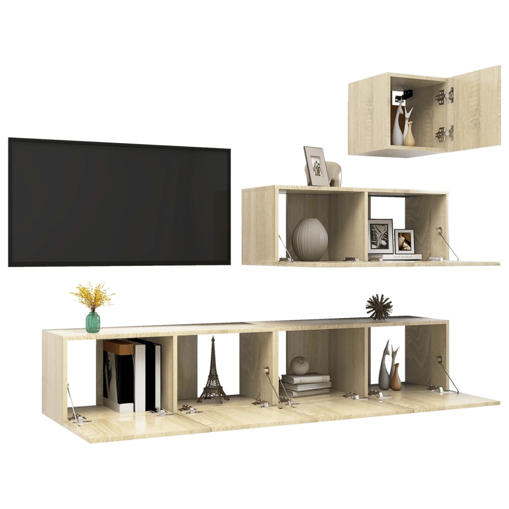 Ensemble de meubles TV 4 pièces en bois