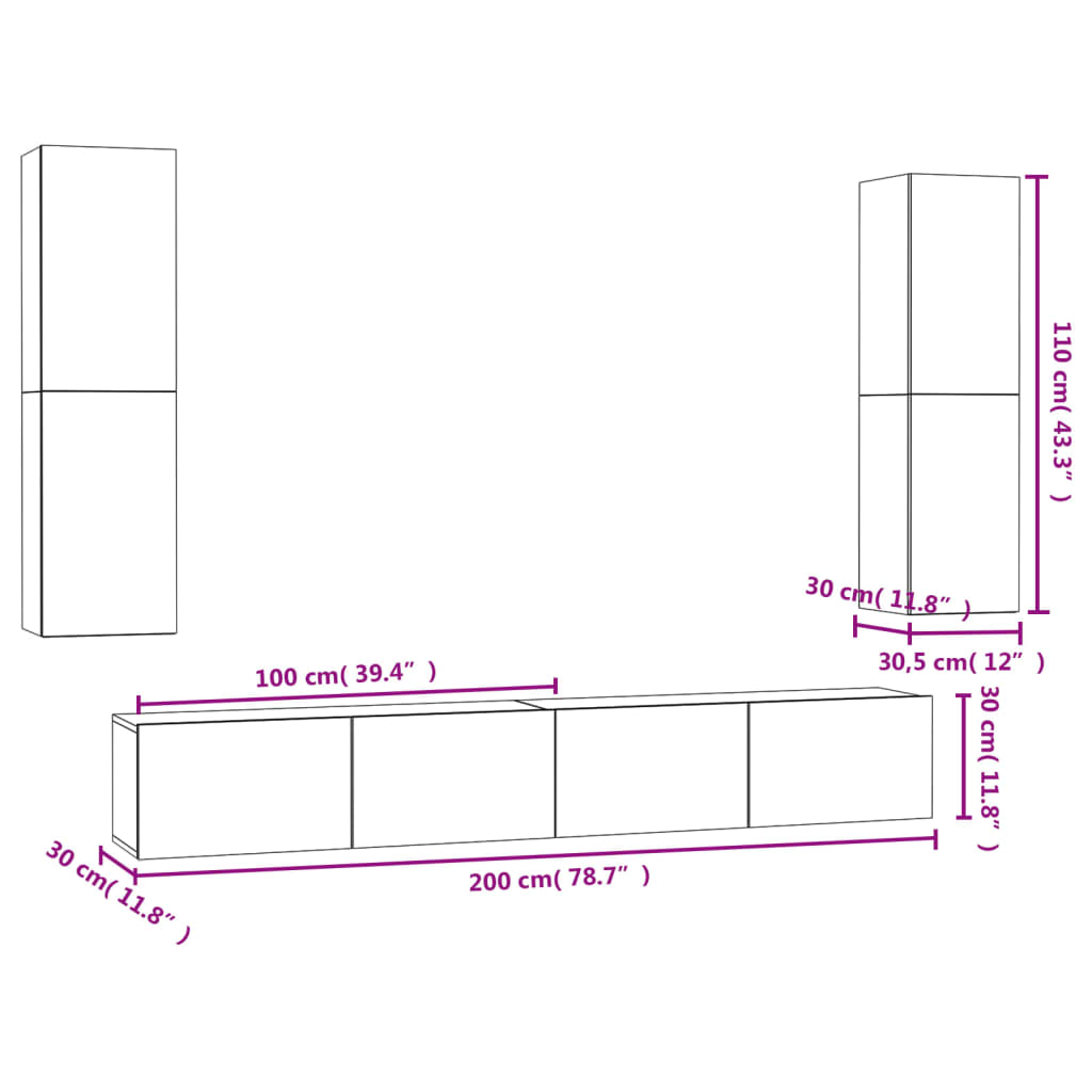 Ensemble de meubles TV 5 pièces en bois