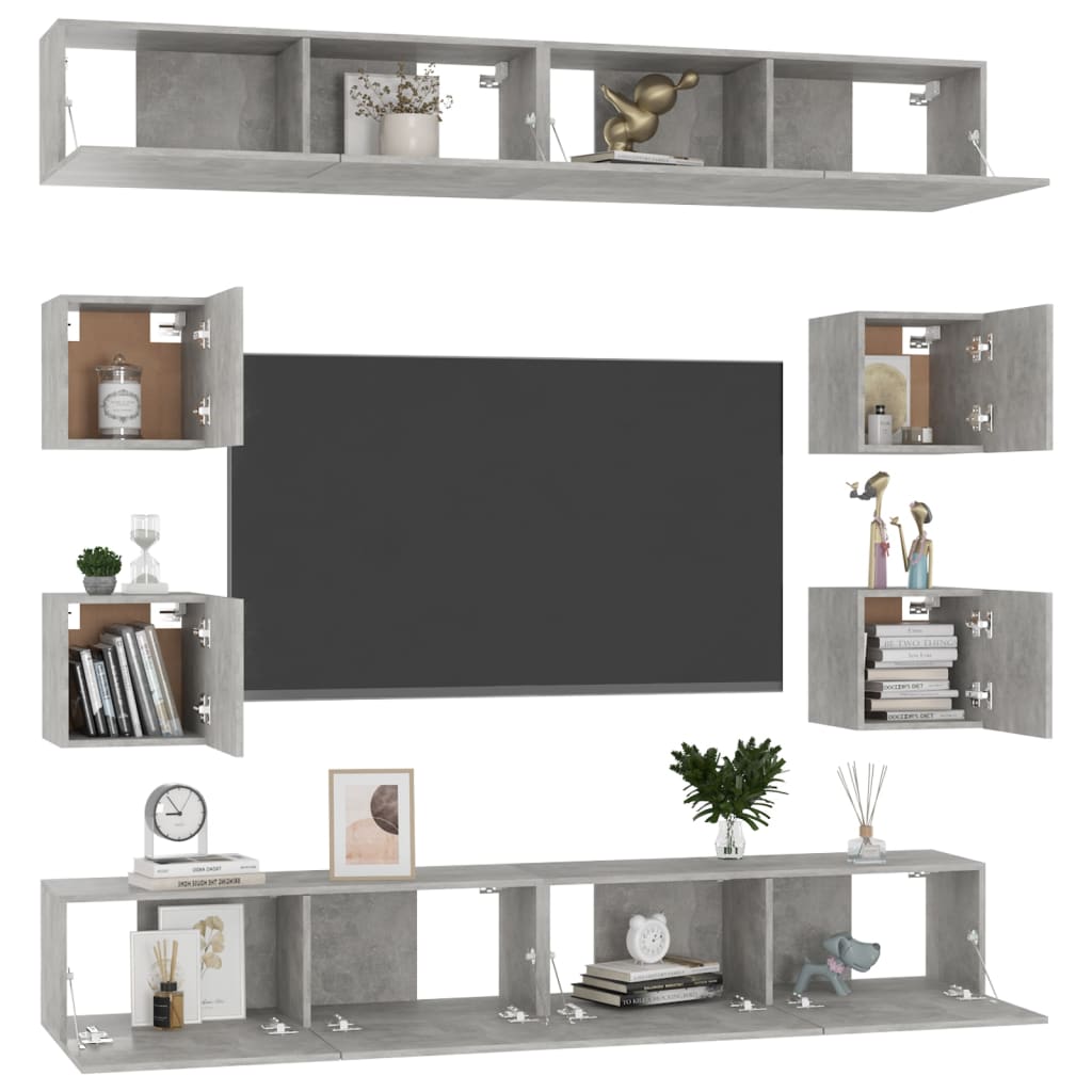 Ensemble de meubles TV 8 pièces en bois chêne Sonoma