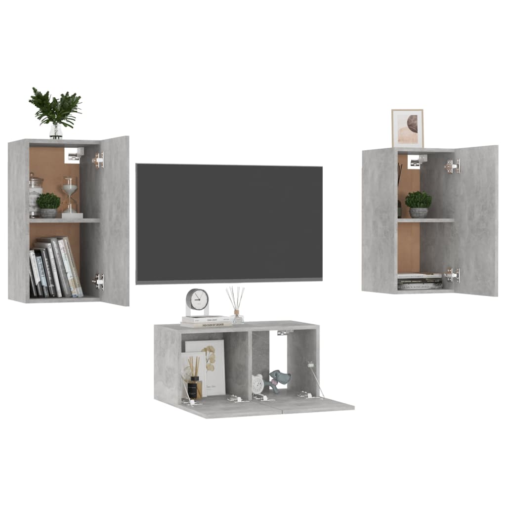 Ensemble meuble TV 3 pièces en bois couleur chêne