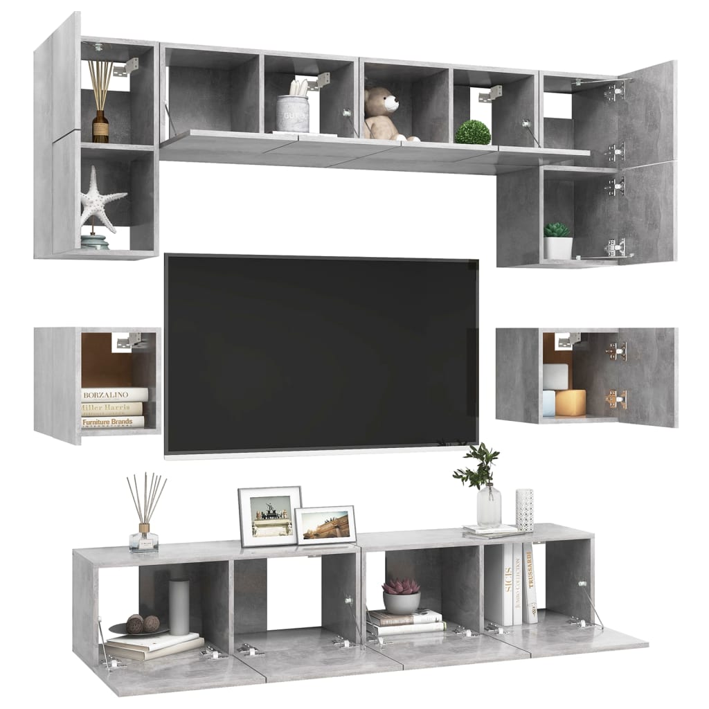 Ensemble de meubles TV 8 pièces en bois