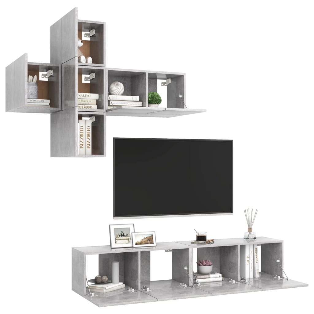 Ensemble de meubles TV 7 pièces en bois chêne Sonoma