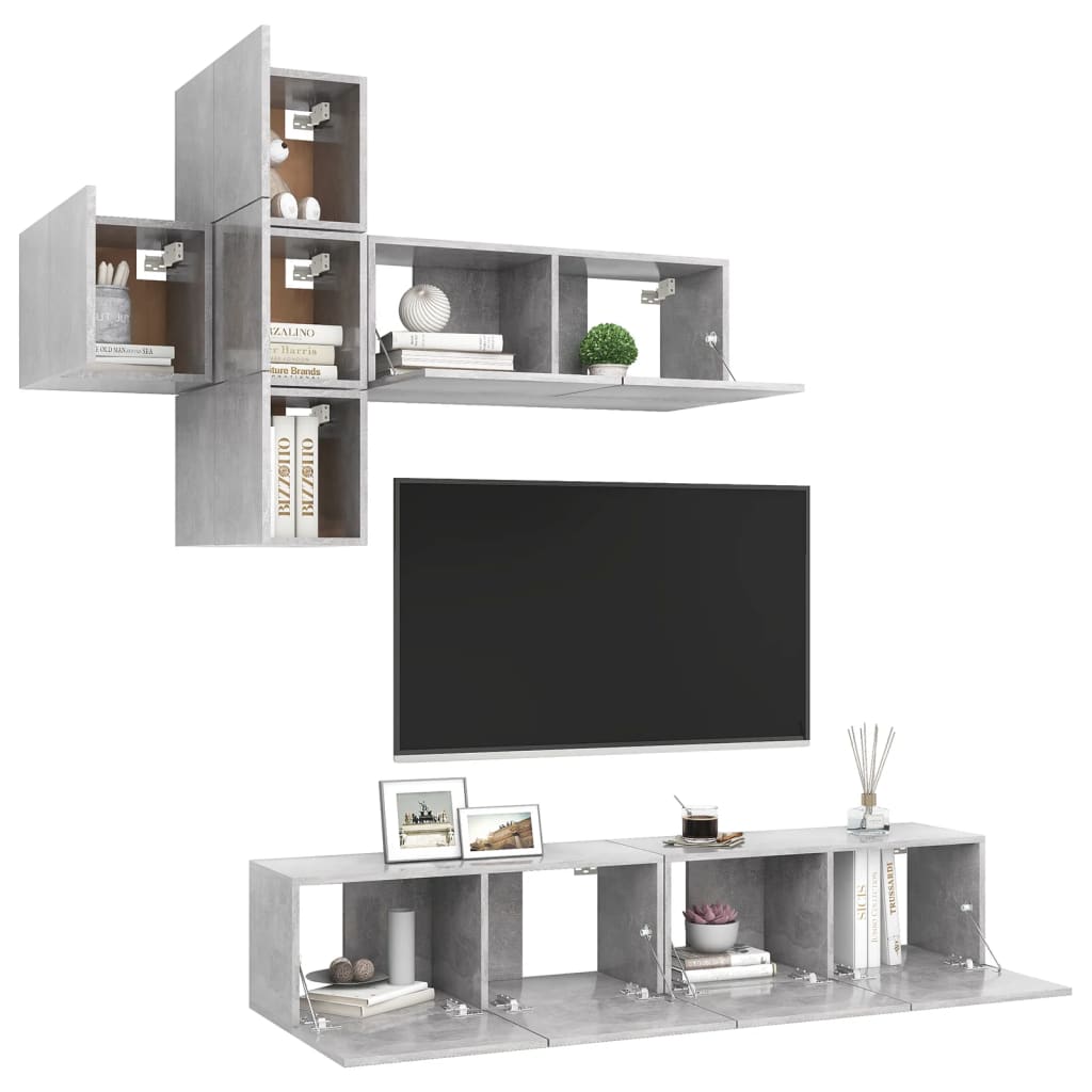 Ensemble de meubles TV 7 pièces en bois chêne Sonoma