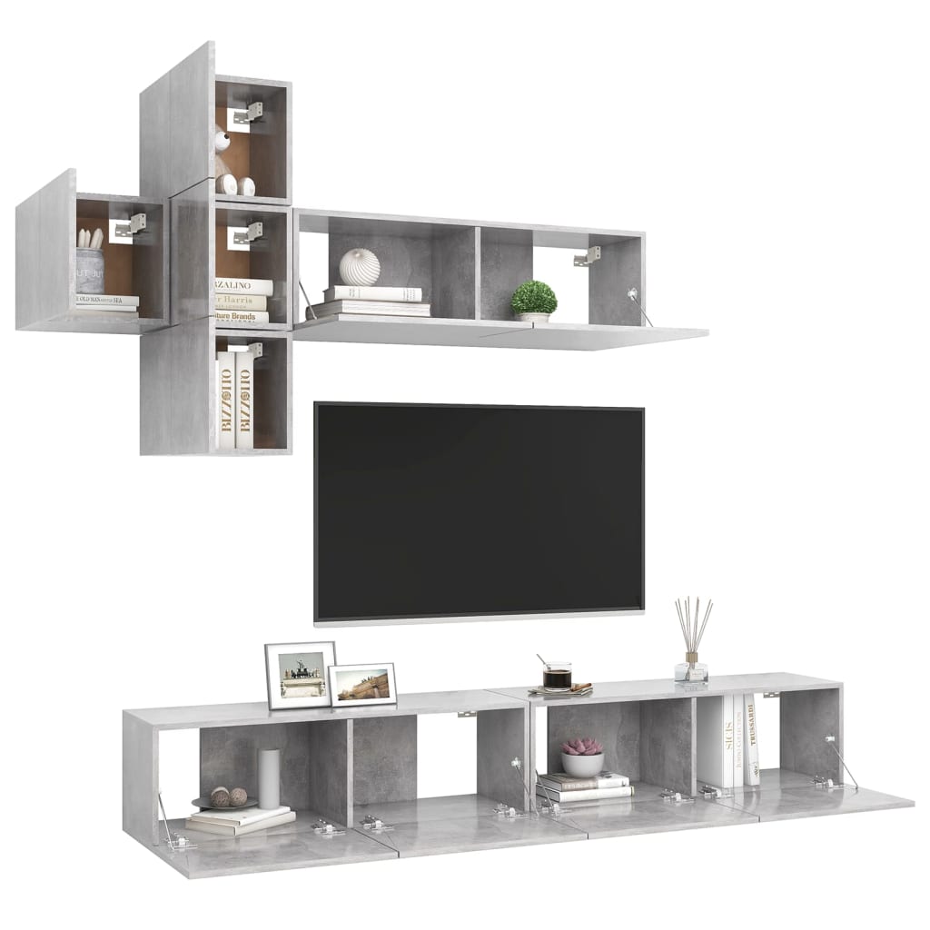 Ensemble de meubles TV 7 pièces en bois chêne Sonoma