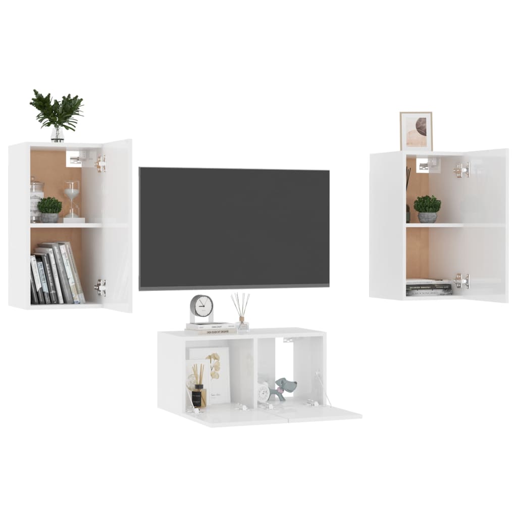 Ensemble meuble TV 3 pièces en bois couleur chêne