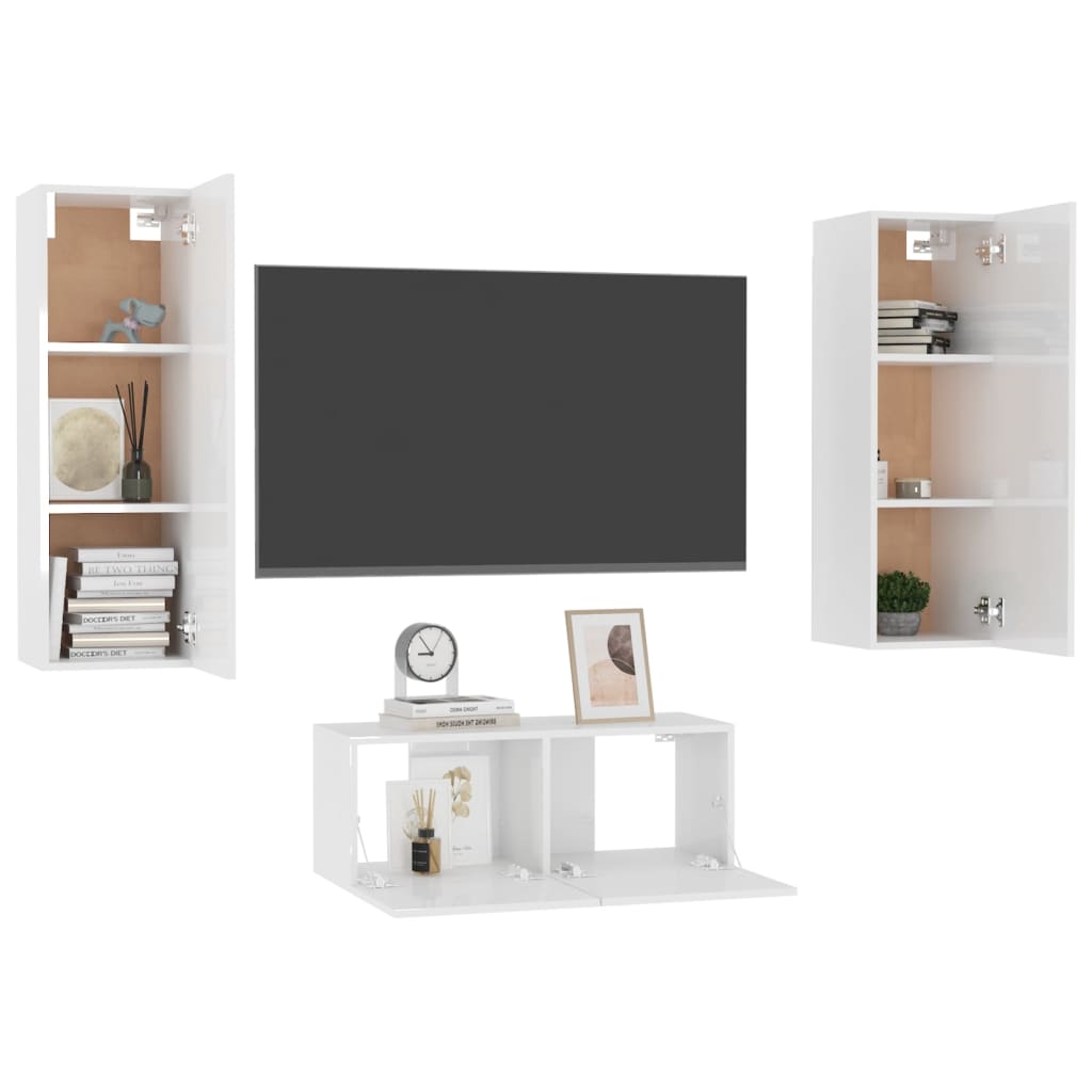 Ensemble meuble TV 3 pièces en bois couleur chêne