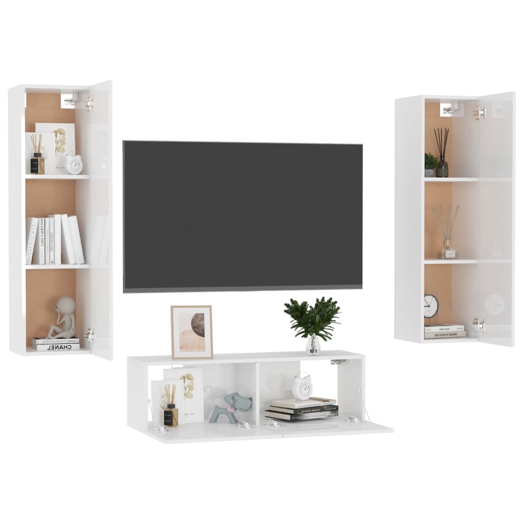 Ensemble meuble TV 3 pièces en bois couleur chêne