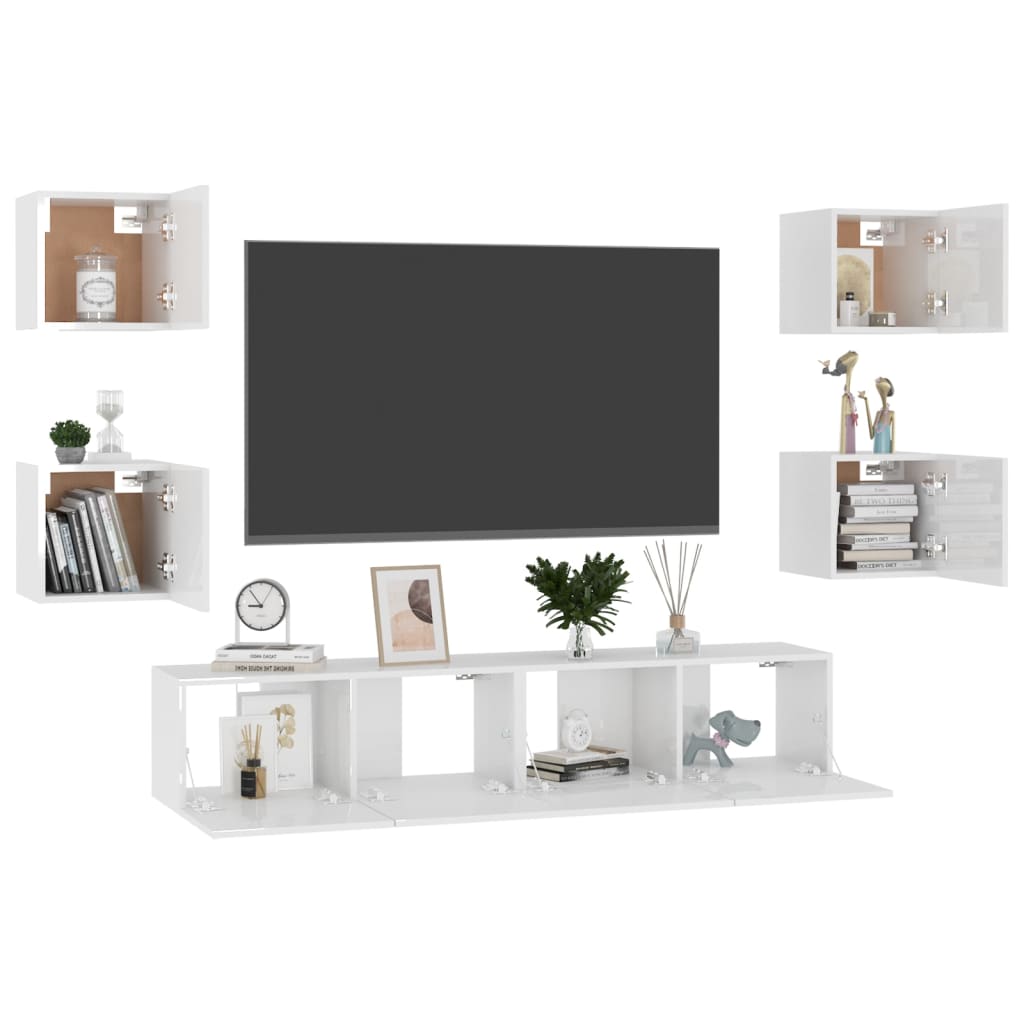 Ensemble de meubles TV 6 pièces en bois