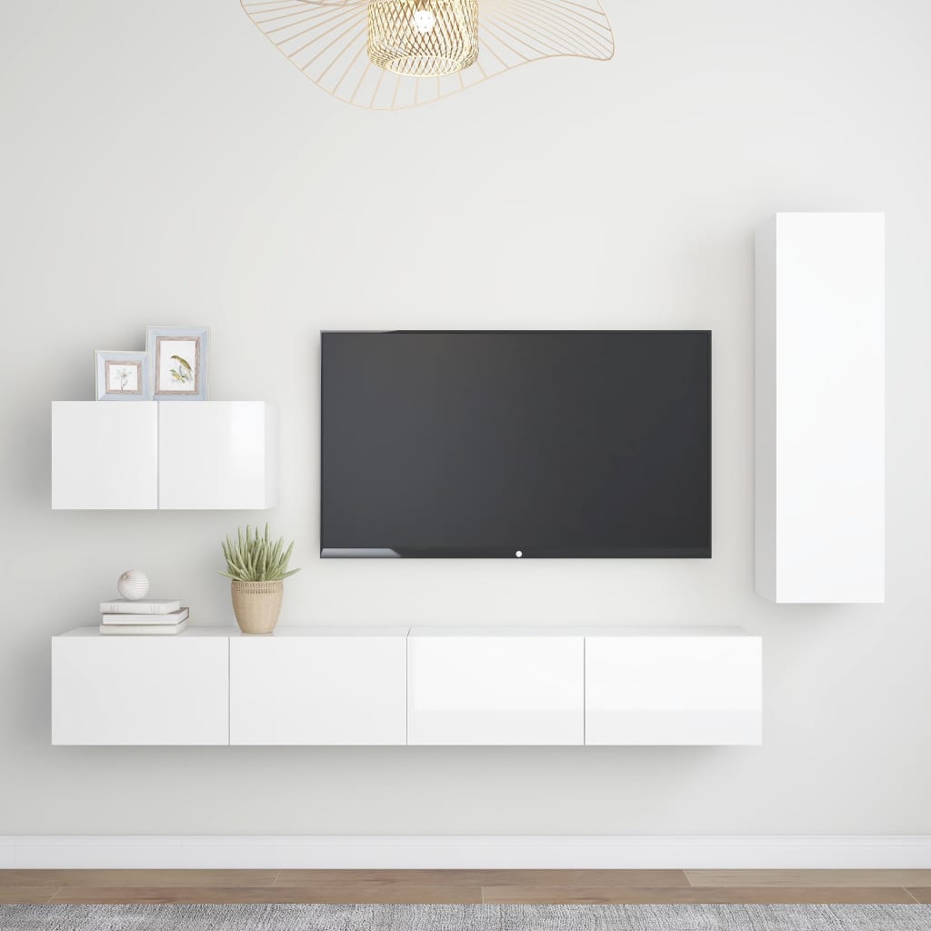 Ensemble meuble TV 4 pièces en bois couleur chêne