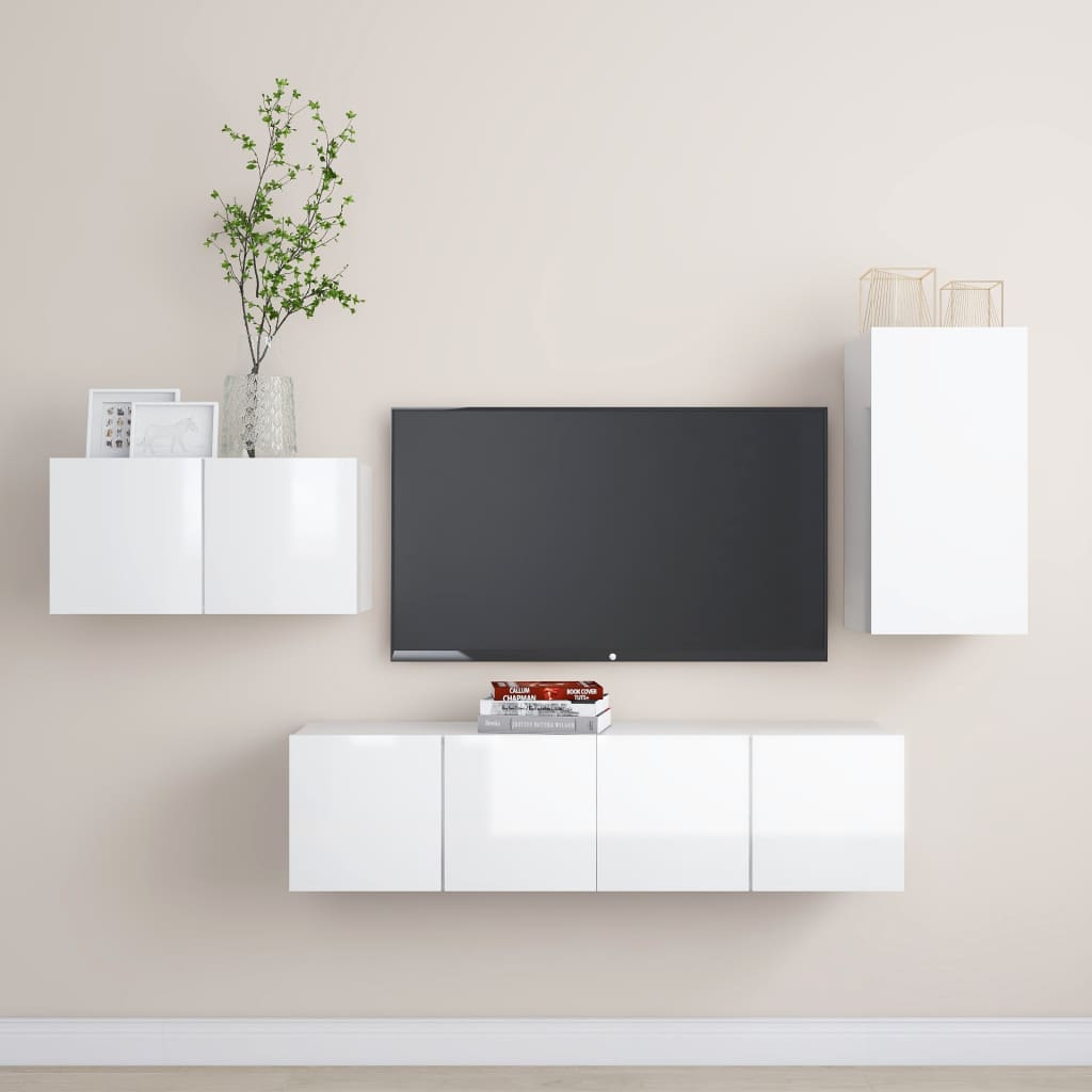 Ensemble meuble TV 4 pièces en bois couleur chêne