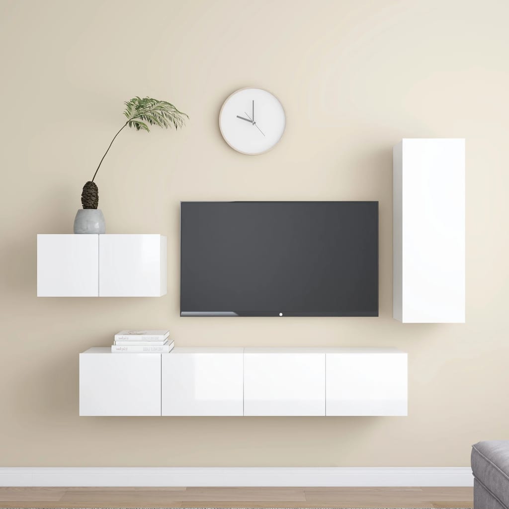 Ensemble meuble TV 4 pièces en bois couleur chêne