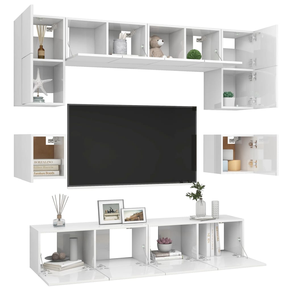 Ensemble de meubles TV 8 pièces en bois