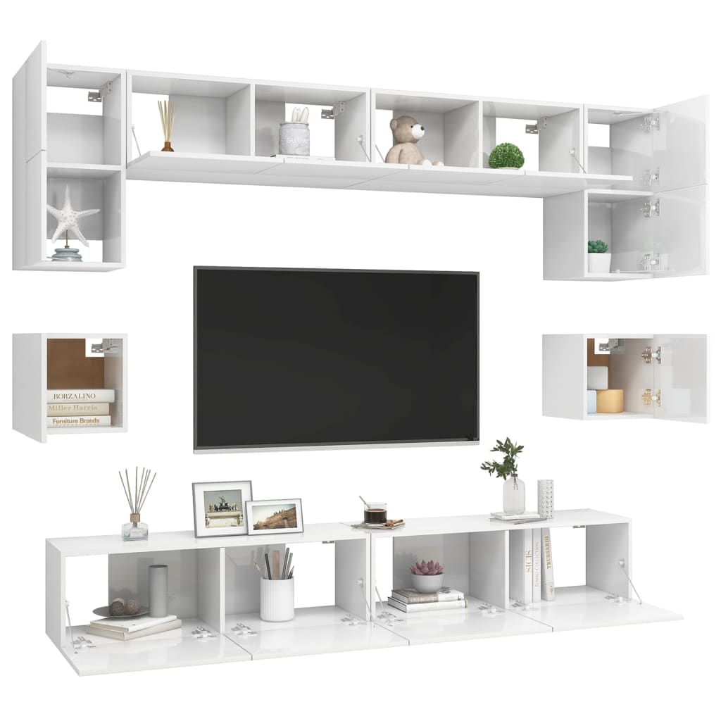 Ensemble de meubles TV 8 pièces en bois