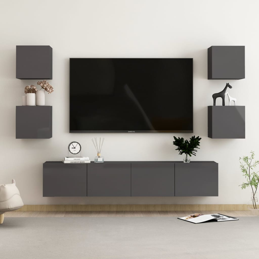 Ensemble de meubles TV 6 pièces en bois