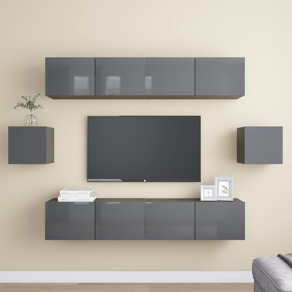 Ensemble de meubles TV 6 pièces en bois