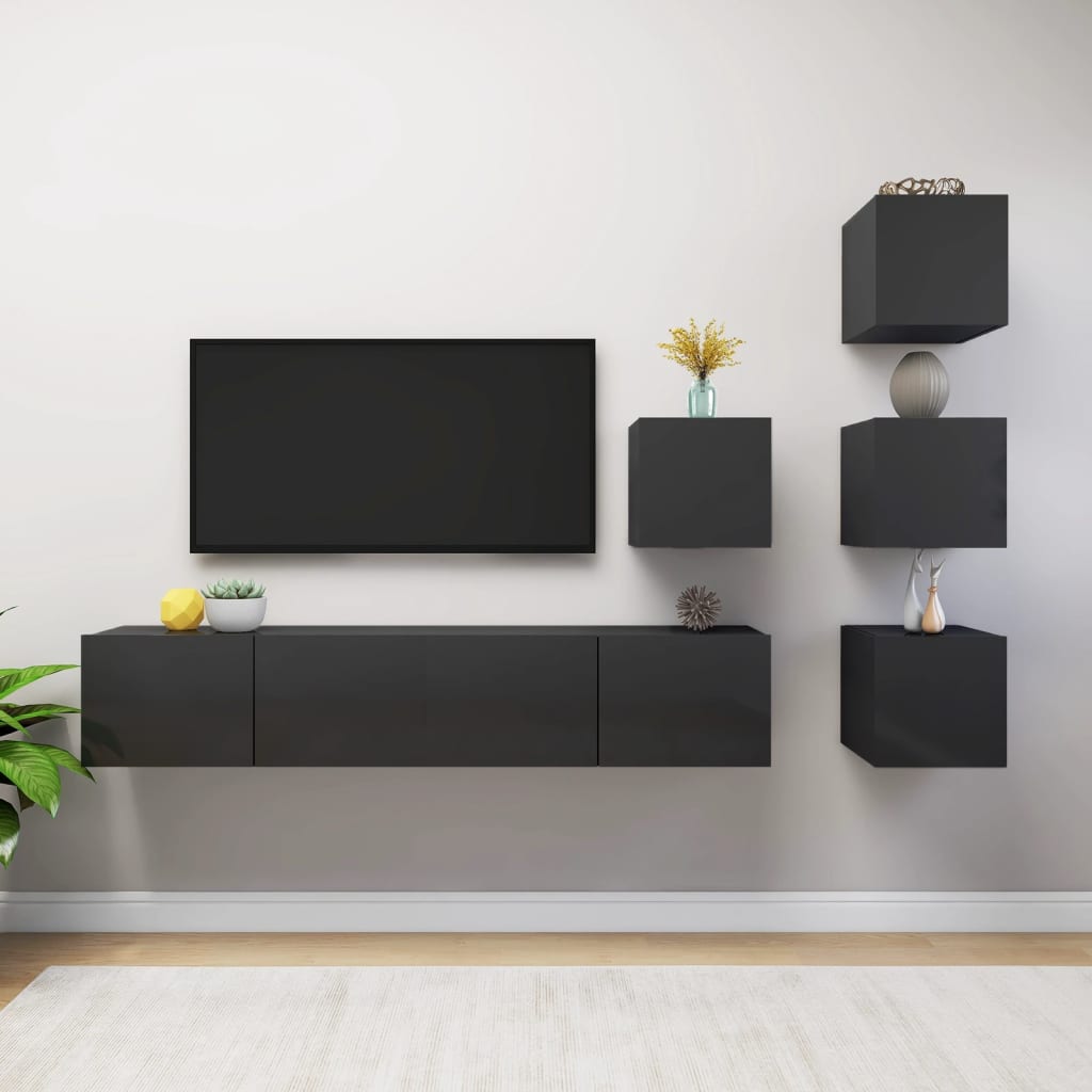 Ensemble de meubles muraux TV en bois de couleur chêne