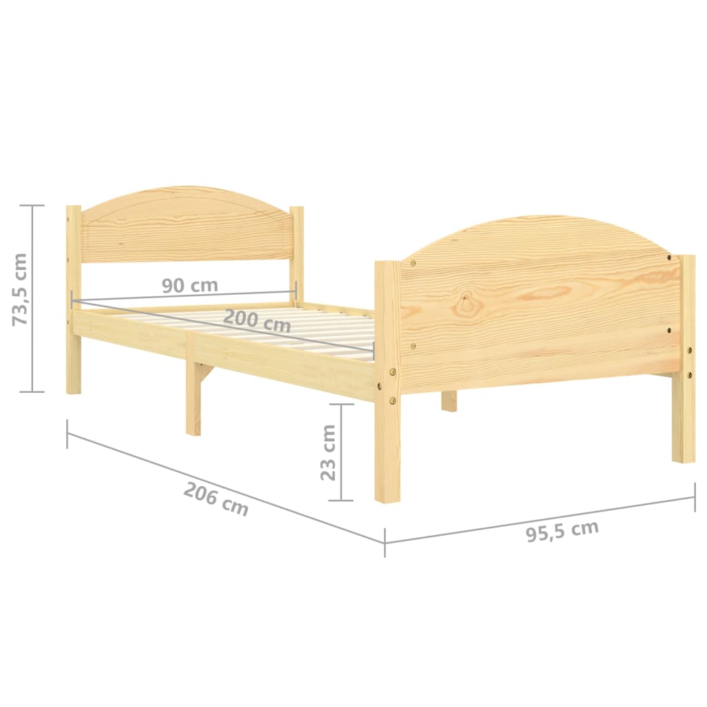 Cadre de lit en pin massif 100x200 cm