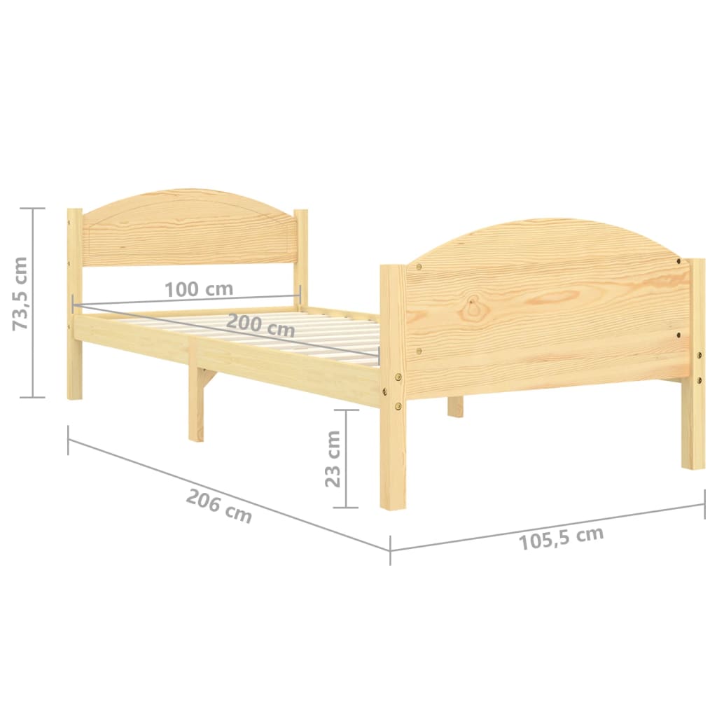 Bedframe massief grenenhout 100x200 cm