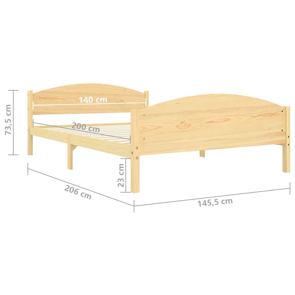 Cadre de lit en pin massif 100x200 cm