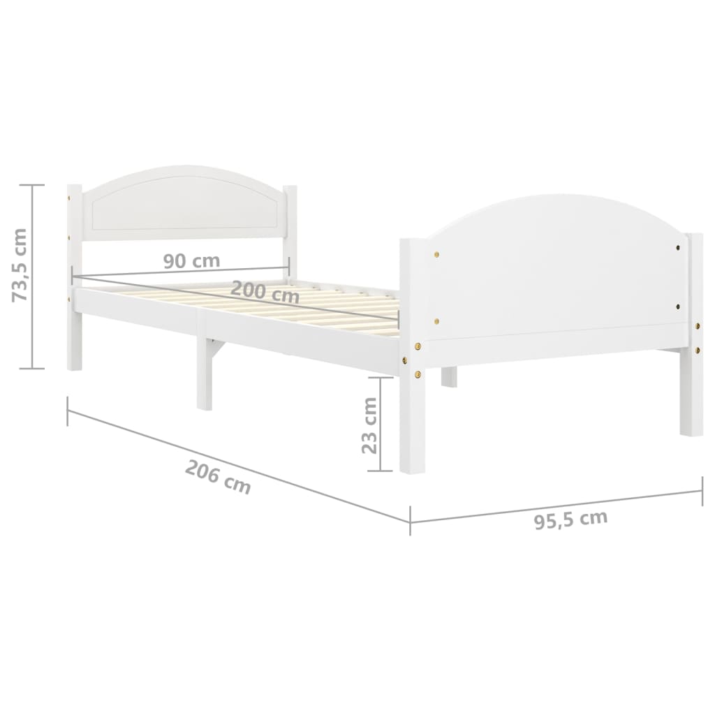 Cadre de lit en pin massif 100x200 cm