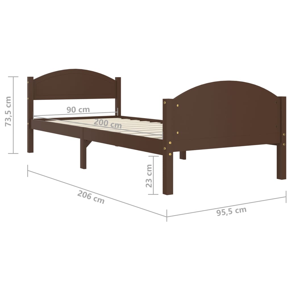 Cadre de lit en pin massif 100x200 cm