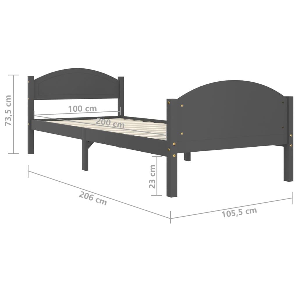 Cadre de lit en pin massif 100x200 cm