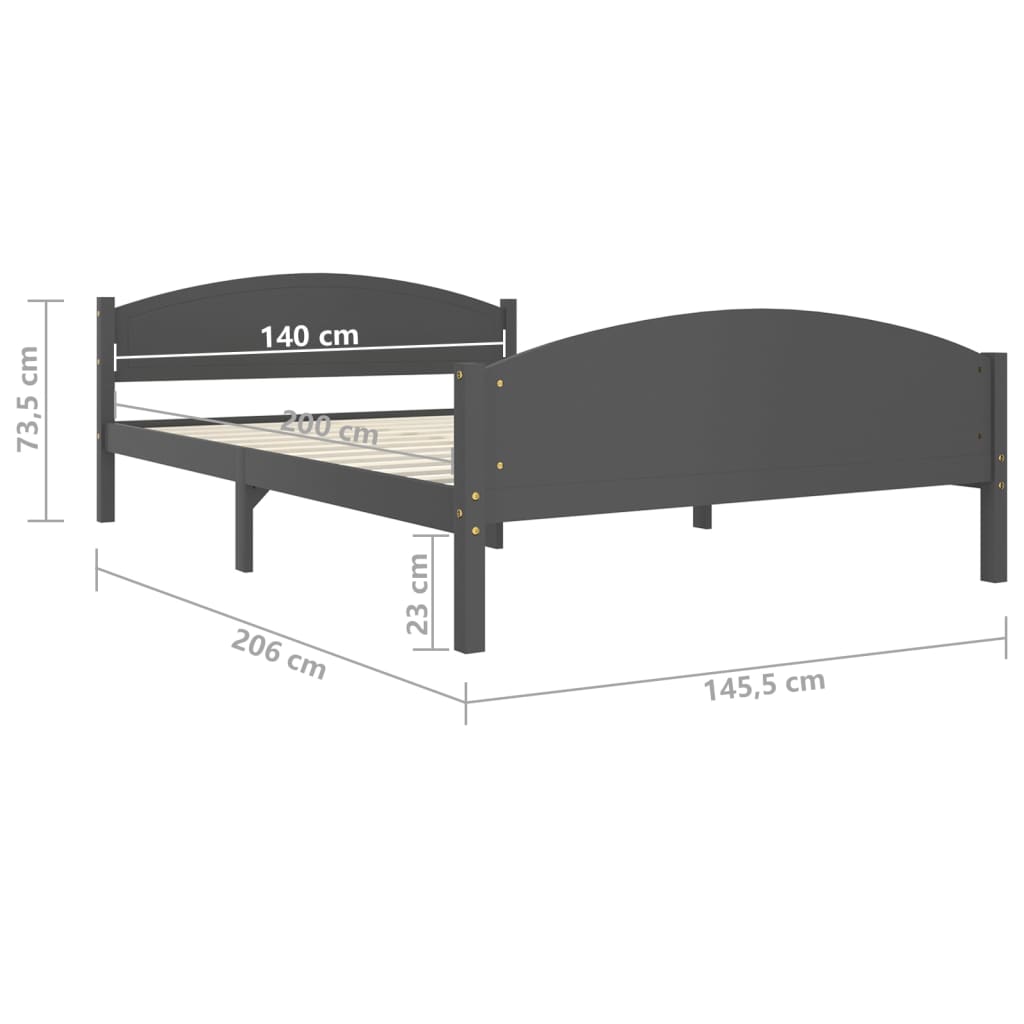 Cadre de lit en pin massif 100x200 cm