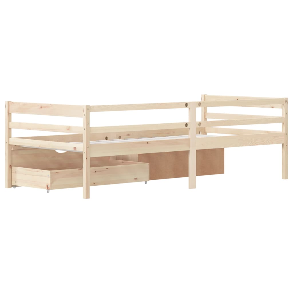 Bedframe met lades en kast grenenhout 90x200 cm