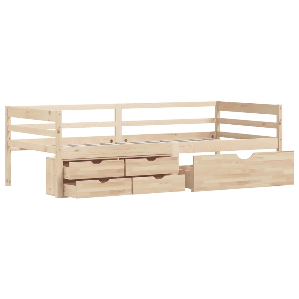 Bedframe met lades en kast grenenhout 90x200 cm