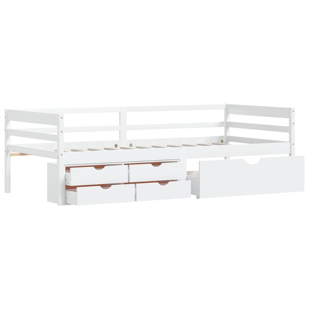 Bedframe met lades en kast grenenhout 90x200 cm