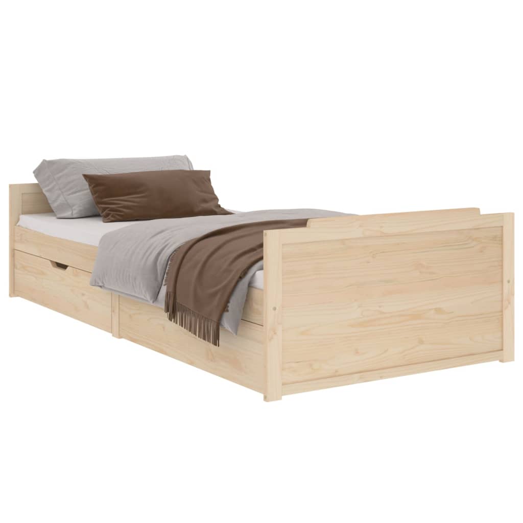 Bedframe met lades massief grenenhout 90x200 cm