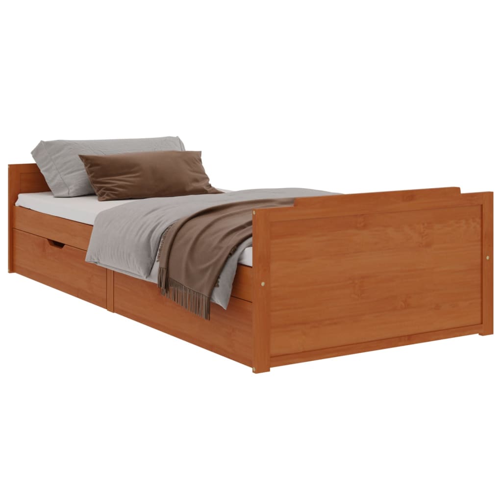 Bedframe met lades massief grenenhout 90x200 cm