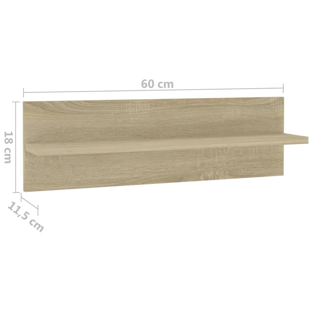 Wandschappen 2 st 60x11,5x18 cm bewerkt hout