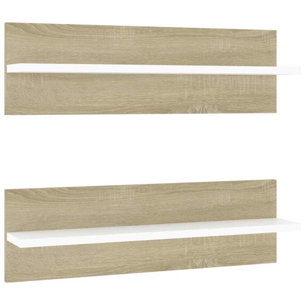 Wandschappen 2 st 60x11,5x18 cm bewerkt hout