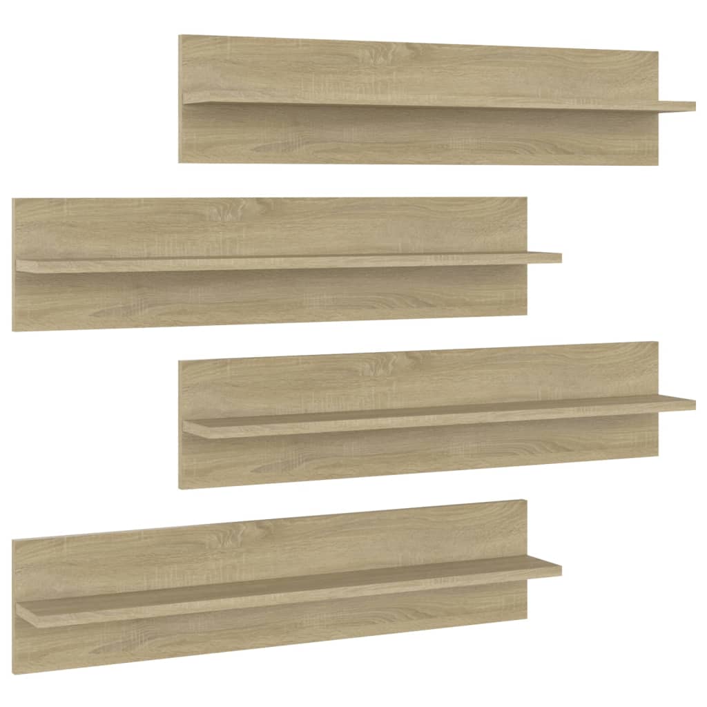 Wandschappen 4 st 80x11,5x18 cm bewerkt hout